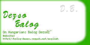 dezso balog business card
